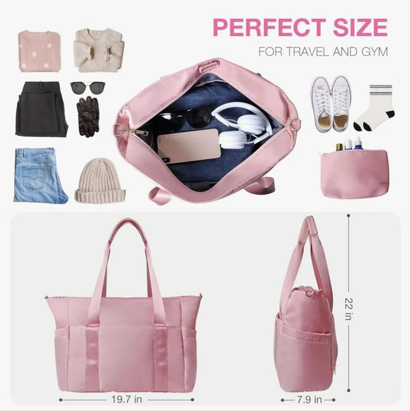 NWT Davvshock Pink Travel Weekender Carry On Tote Bag - Picture 14 of 16